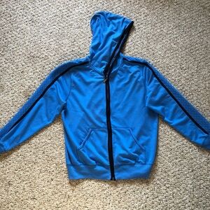 Pappagallo Bright Blue Hooded Jacket with Black Trim size L full zip sweatshirt